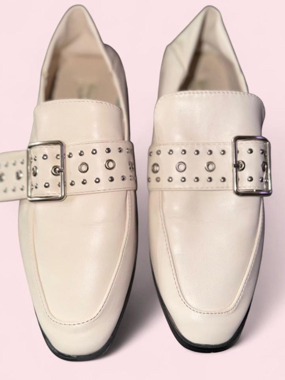 Vintage Havana Cream Studded Buckle Loafers